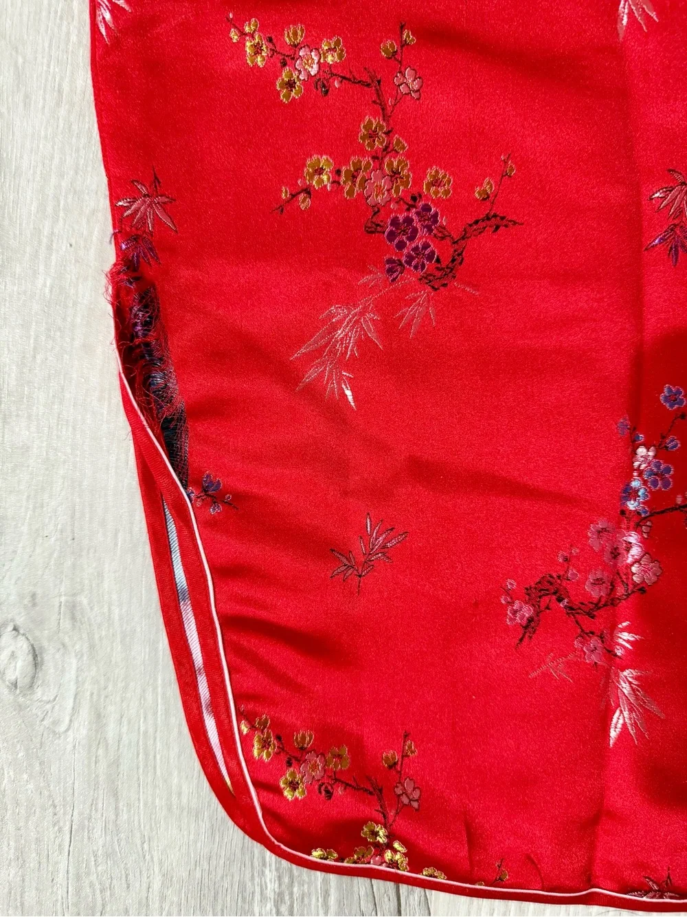 Vintage Ceasar Children’s Red 100% Silk Floral Qipao Cheongsam Dress Size 12